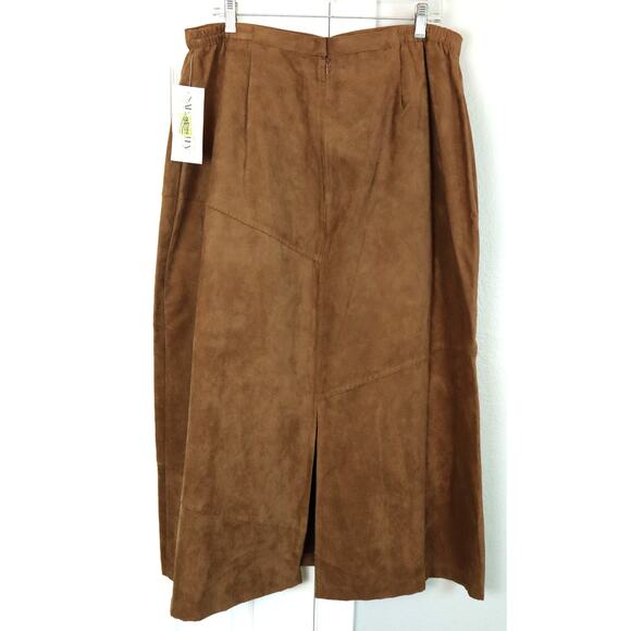 NWT Vintage 90s Y2k Napa Valley Tan Brown Microsuede Long Midi Skirt Plus 18W - Picture 5 of 8
